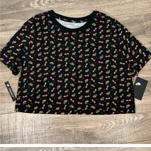 NWT Nike black and rainbow sunglasses crop top tshirt